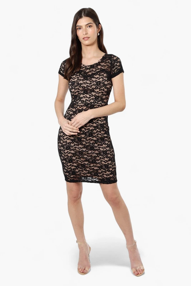 Impress Lace Rose Pattern Cocktail Dress