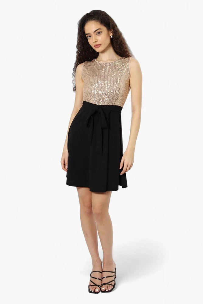 Limite Belted Sequin Top Skater Day Dress