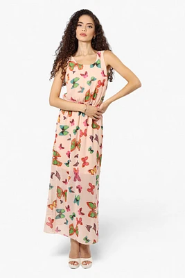 Limite Butterfly Pattern Sleeveless Tank Maxi Dress