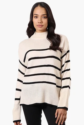 Beechers Brook Striped Side Slit Pullover Sweater