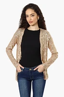 Limite Long Sleeve Sequin Wrap Cardigan