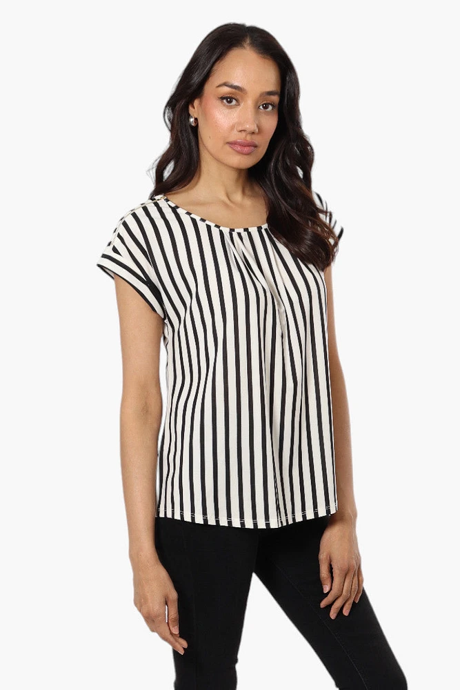 Beechers Brook Striped Cap Sleeve Blouse