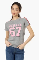 Canada Weather Gear Striped Canada Print Tee