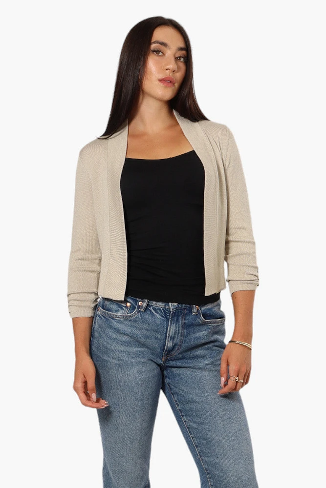 Impress Roll Up Sleeve Open Shrug Cardigan