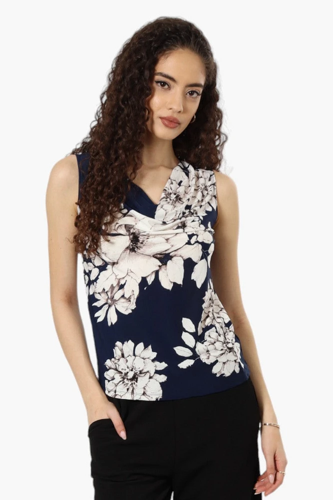 Impress Floral Cowl Neck Tank Top