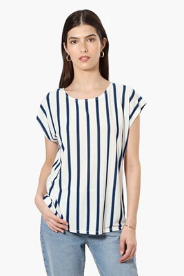 Impress Striped Cap Sleeve Blouse