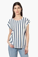 Impress Striped Cap Sleeve Blouse