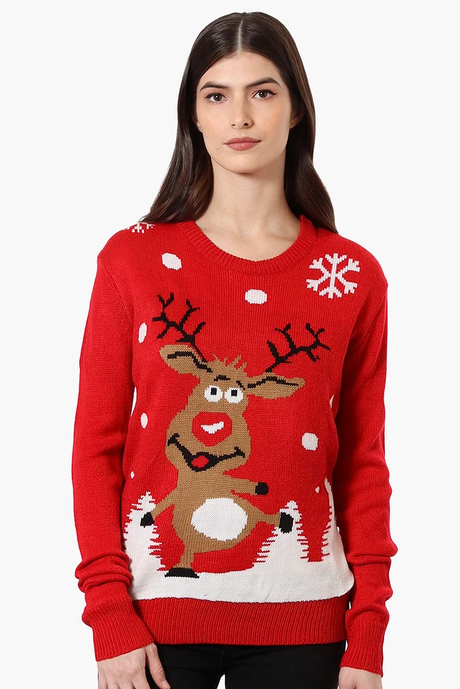 Ugly Christmas Sweater Reindeer Knit Christmas Sweater