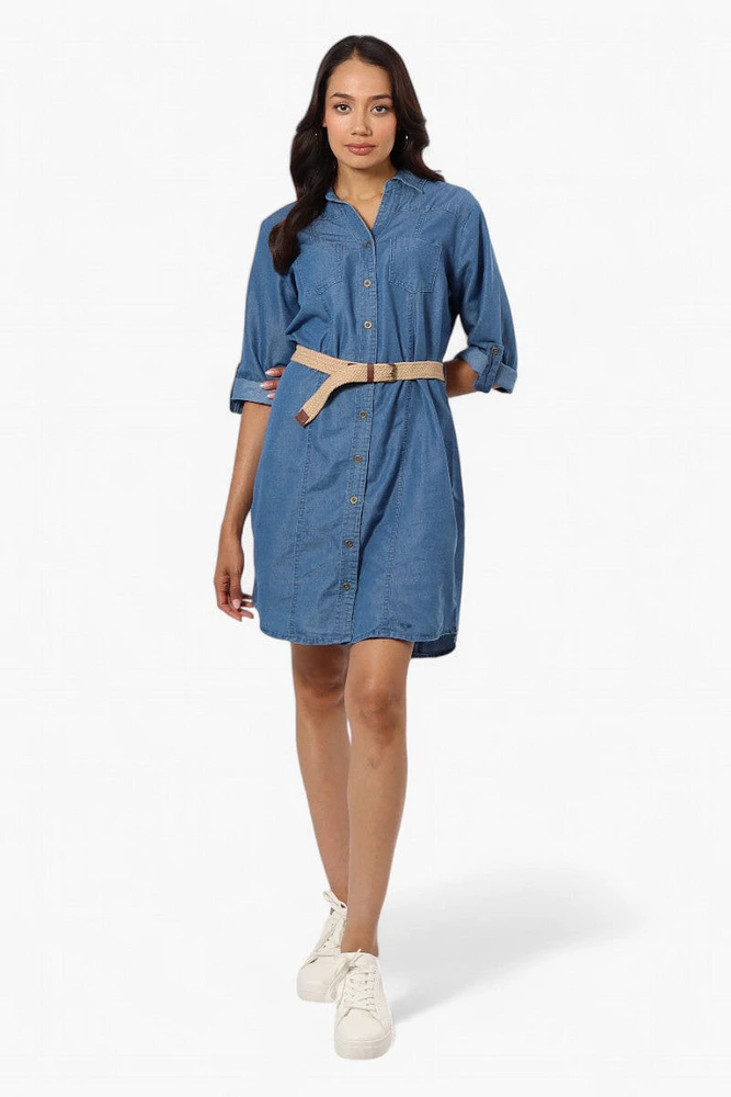 Impress Belted Denim Tencel Day Dress