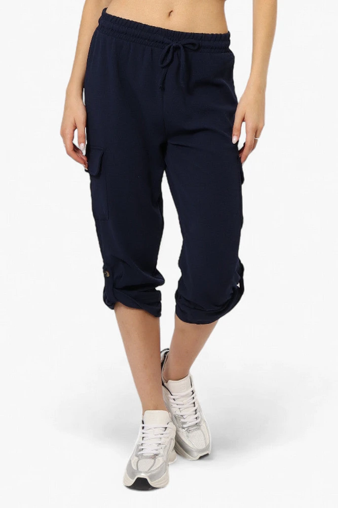 Impress Solid Tie Waist Cargo Pants