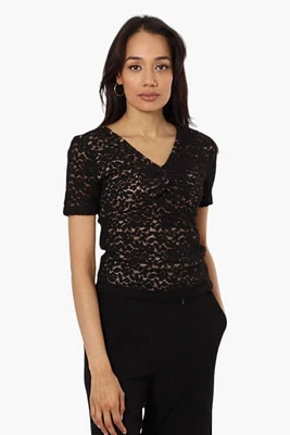 Limite Lace V-Neck Short Sleeve Shirt