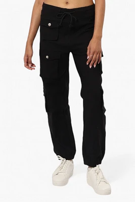Urbanology Solid Tie Waist 5 Pocket Cargo Pants