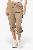 Impress Solid Tie Waist Cargo Pants