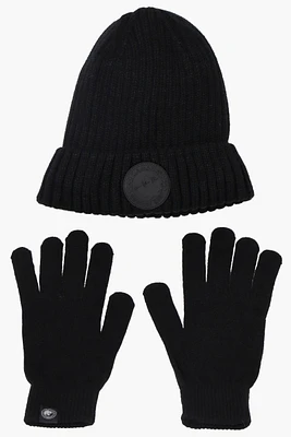 Canada Weather Gear Gloves Cuffed Beanie Hat Set