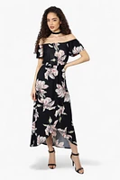 Beechers Brook Floral Off Shoulder Flounce Maxi Dress