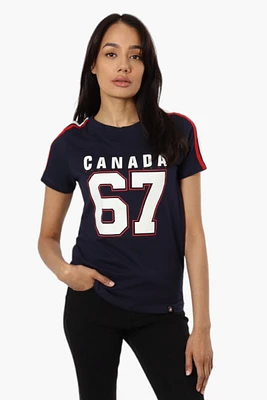 Canada Weather Gear Striped Shoulder 67 Print Tee