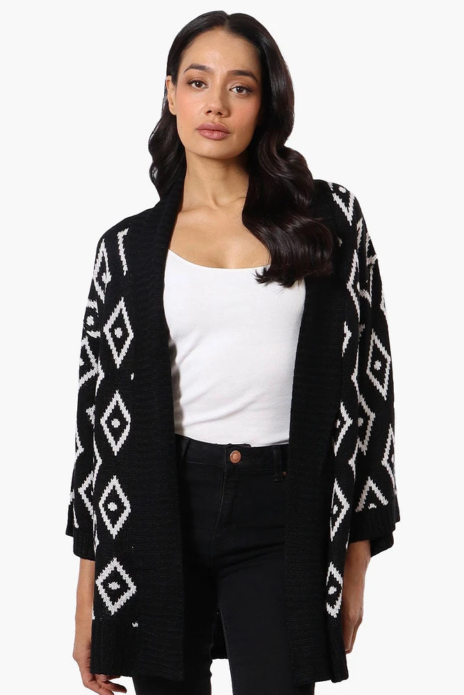 International INC Company Diamond Pattern Wrap Cardigan