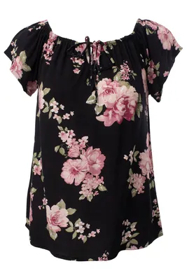 Floral Pattern Tie Front Blouse