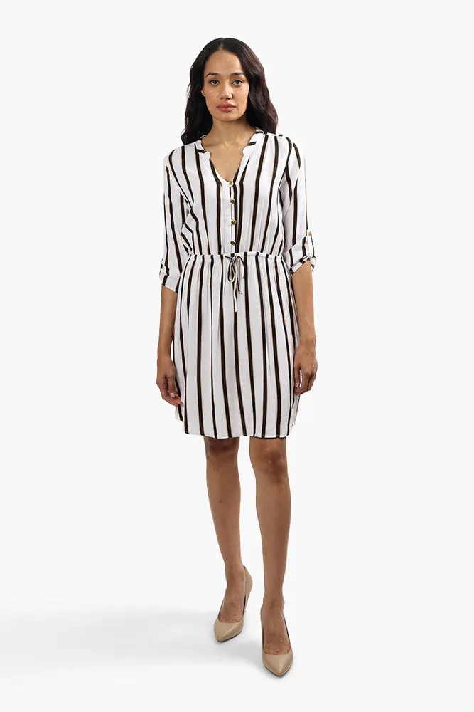 Beechers Brook Striped Roll Up Sleeve Day Dress