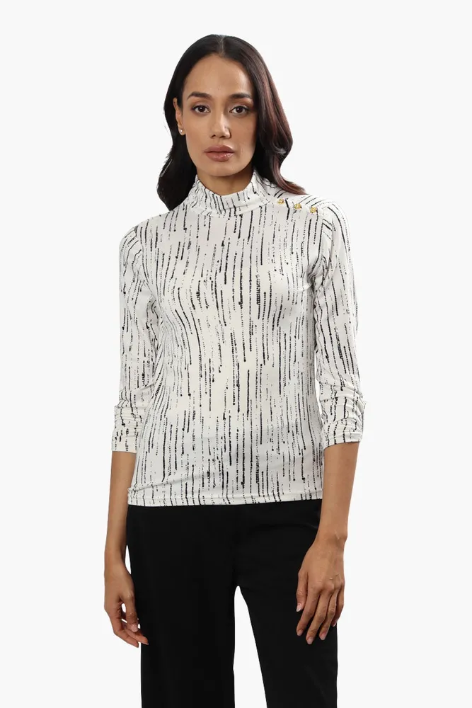 Majora Patterned Mock Neck Long Sleeve Top