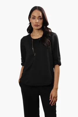 Beechers Brook Solid Roll Up Sleeve Blouse