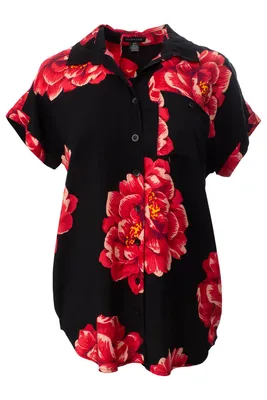 Floral Printed Short Sleeve Front Pocket Shirt