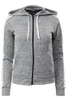 Solid Zip Front Side Stripe Hoodie