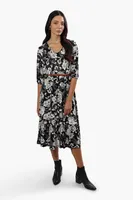 International INC Company Floral Belted Midi Dress