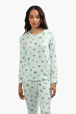 Cuddly Canuckies Coffee Print Pajama Top