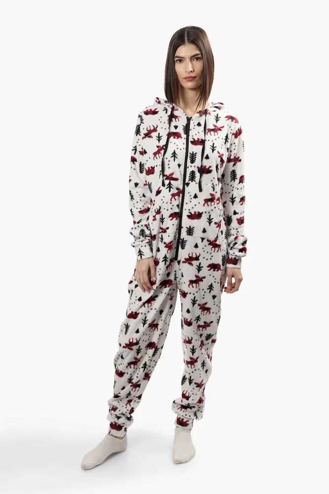 Cuddly Canuckies Hooded Festive Print Onesie