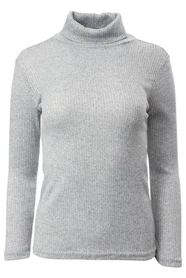 Solid Ribbed Turtleneck Long Sleeve Top