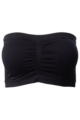 Solid Padded Cinched Bandeau Top - Black