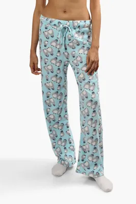 Cuddly Canuckies Plush Penguin Print Pajama Pants