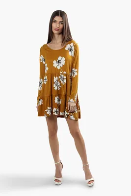 International INC Company Floral Tiered Long Sleeve Day Dress