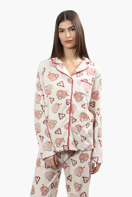 Cuddly Canuckies Candy Cane Print Pajama Top