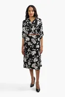 International INC Company Belted Floral Midi Dress