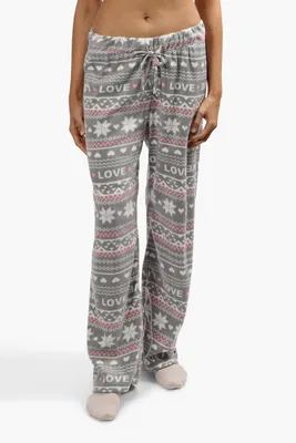 Cuddly Canuckies Plush Festive Print Pajama Pants