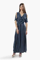 Beechers Brook Striped Crossover Maxi Dress