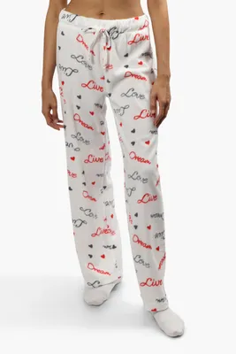 Cuddly Canuckies Plush Love Print Pajama Pants