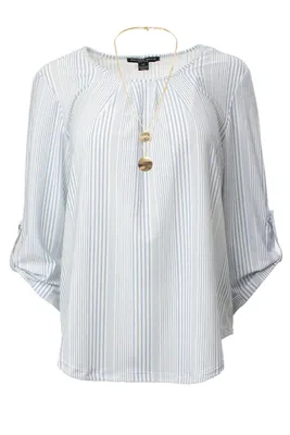 Pleated Roll Up Sleeve Blouse