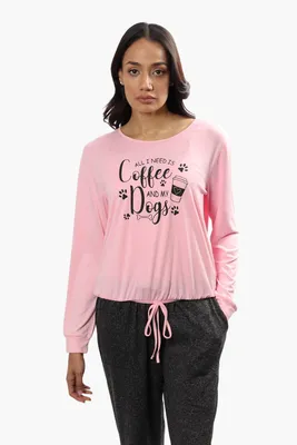 Cuddly Canuckies Coffee And My Dog Print Pajama Top