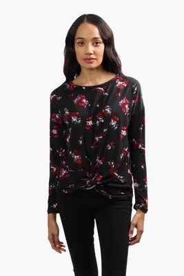 International INC Company Floral Front Twist Long Sleeve Top