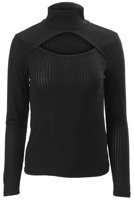 Majora Ribbed Cut Out Front Long Sleeve Top