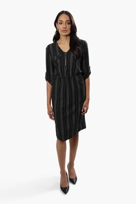 International INC Company Striped Flap Pocket Day Dress