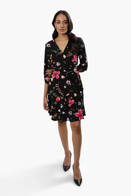 International INC Company Belted Floral Crossover Day Dress