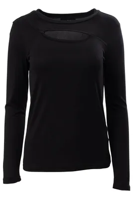 Solid Keyhole Front Long Sleeve Top