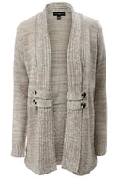 International INC Company Ribbed Lapel Button Trim Cardigan