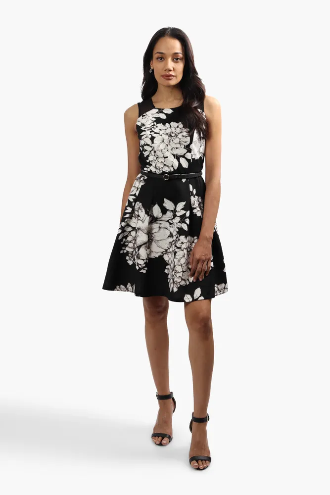 Limite Belted Floral Cocktail Dress