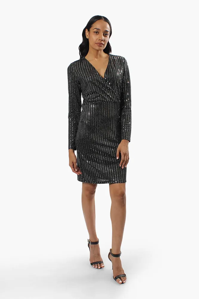 Limite Crossover Foil Cocktail Dress