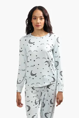 Cuddly Canuckies Moon Print Pajama Top